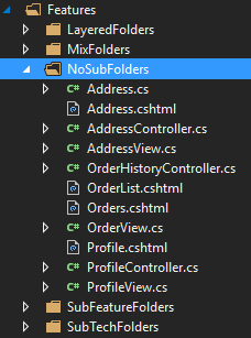 No sub-folder structure in the solution explorer